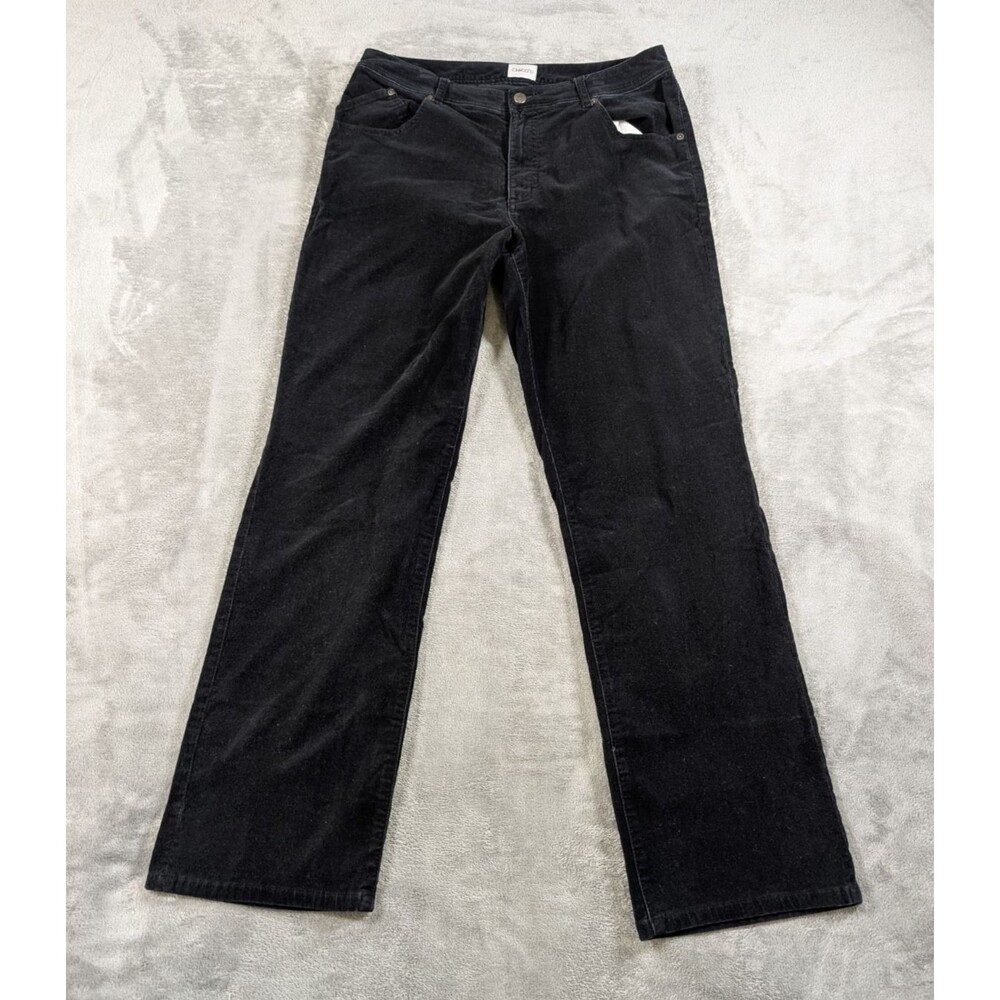 Vintage Chico's Corduroy Pants Womens 2 Reg Black Stretch Casual Minimalist - Picture 2 of 11